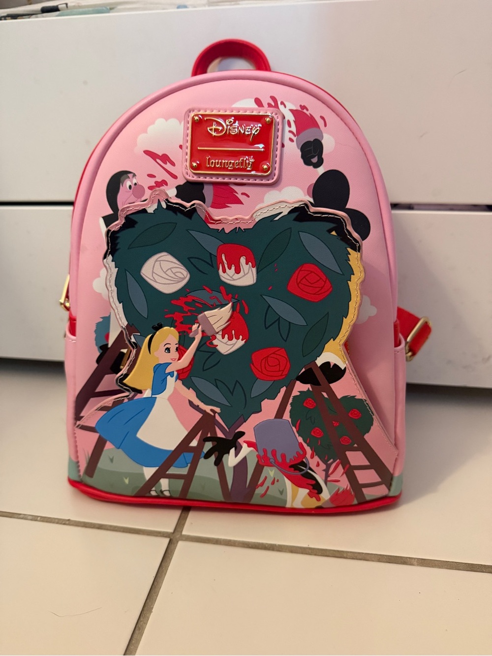 Loungefly Pink Alice & Painted Rose Mini Backpack